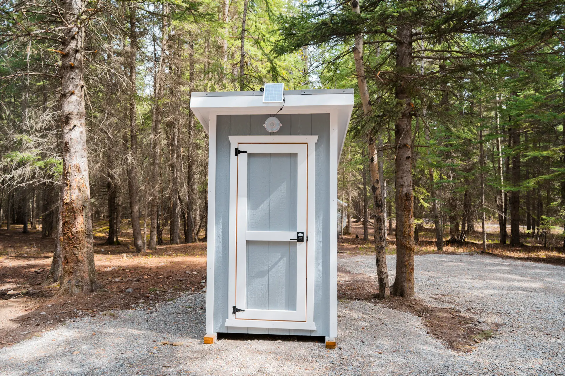 Solar-powered outhouse at Basecamp Sundance Family Tent site