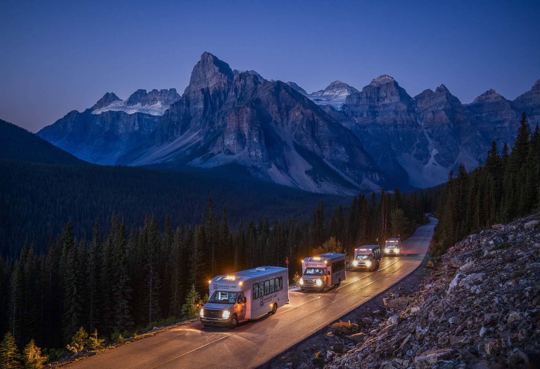 Shuttle to and from Moraine Lake