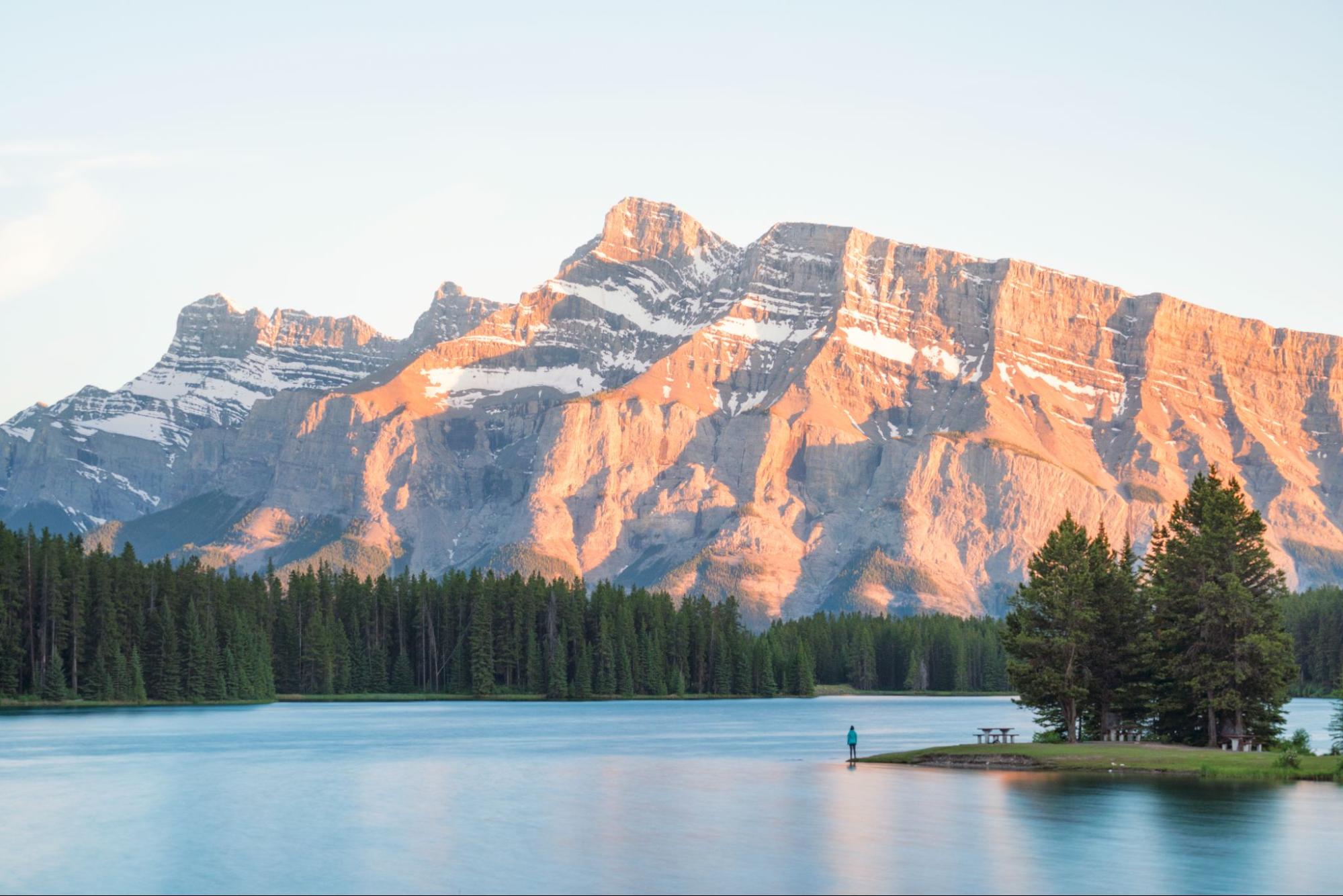Two Jack Lake with Rundle Mountain, Banff National Park, Alberta, Canada