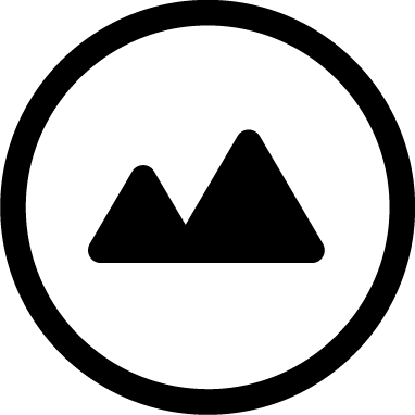 Black mountain icon within a circle, representing a mobile menu option.